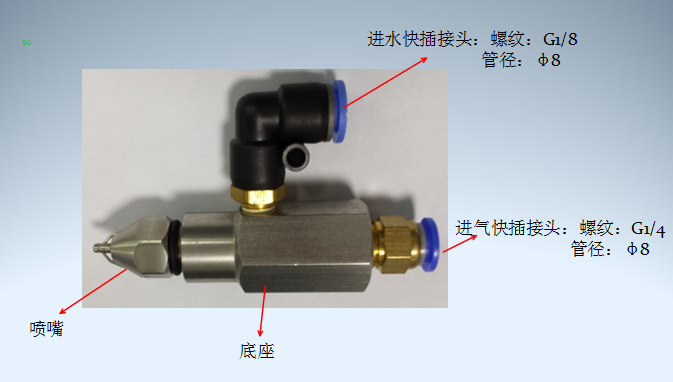这是长原超声波空气雾化喷嘴的安装示意图